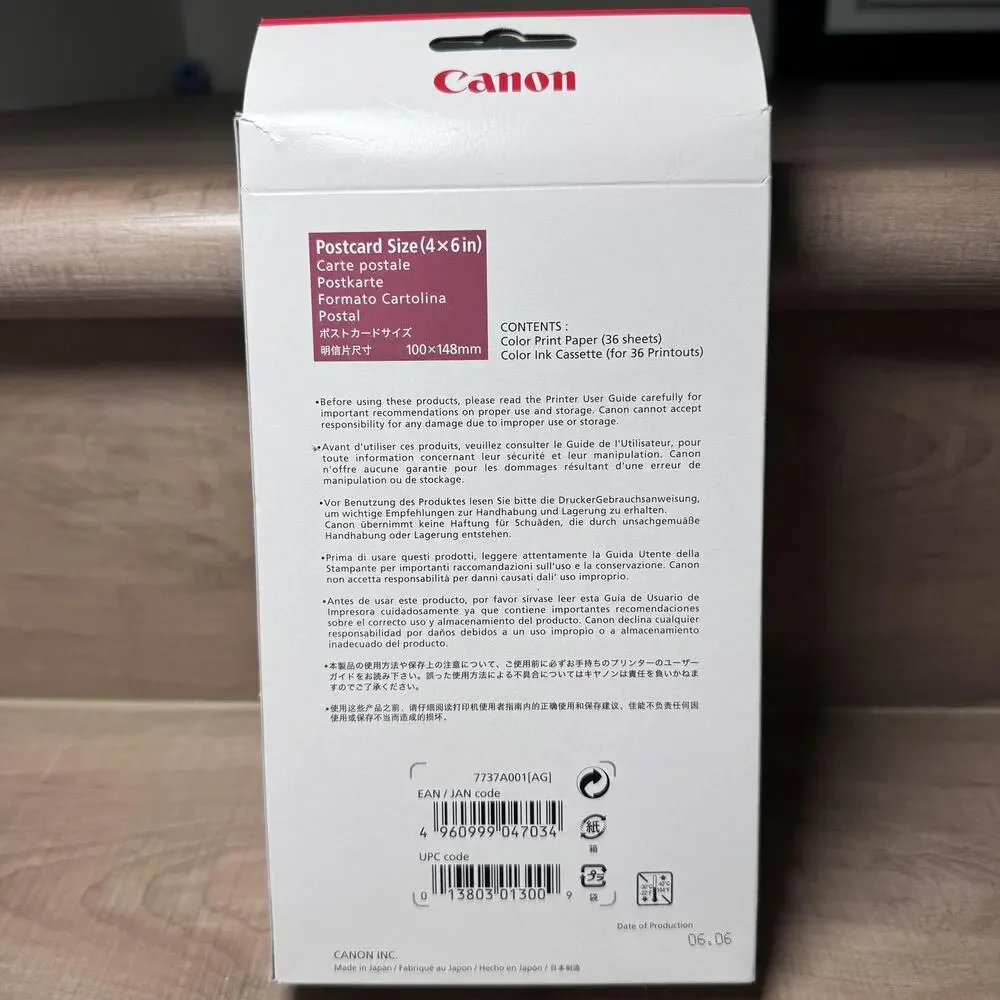 Canon KP-36IP Color Ink‎ Paper Set 36 Sheets 4x6 For Selphy CP Printers